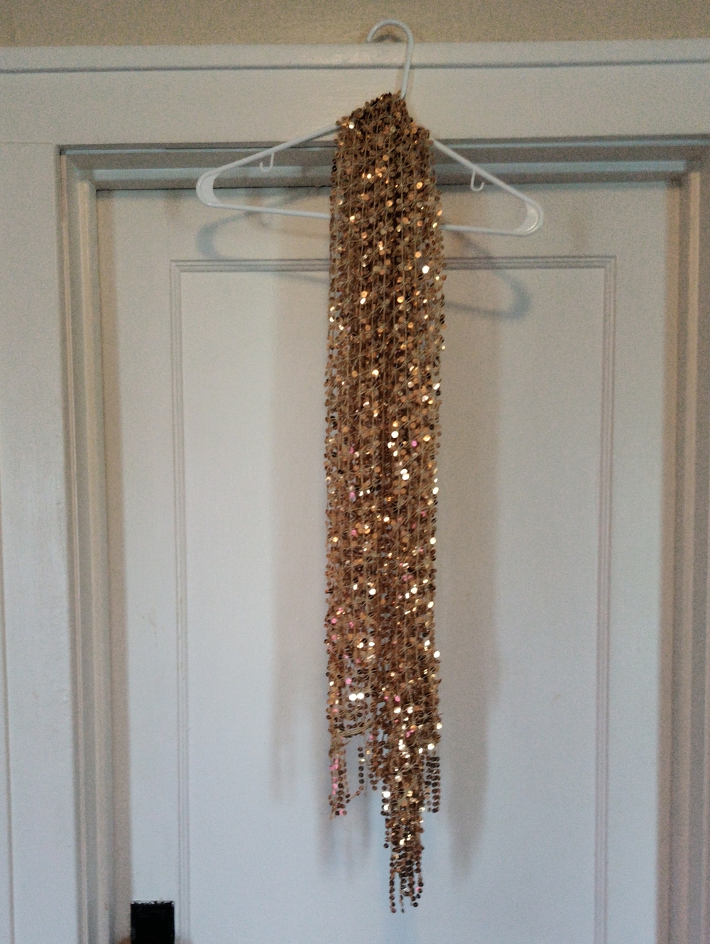 Gold Sequin Fringe Scarf